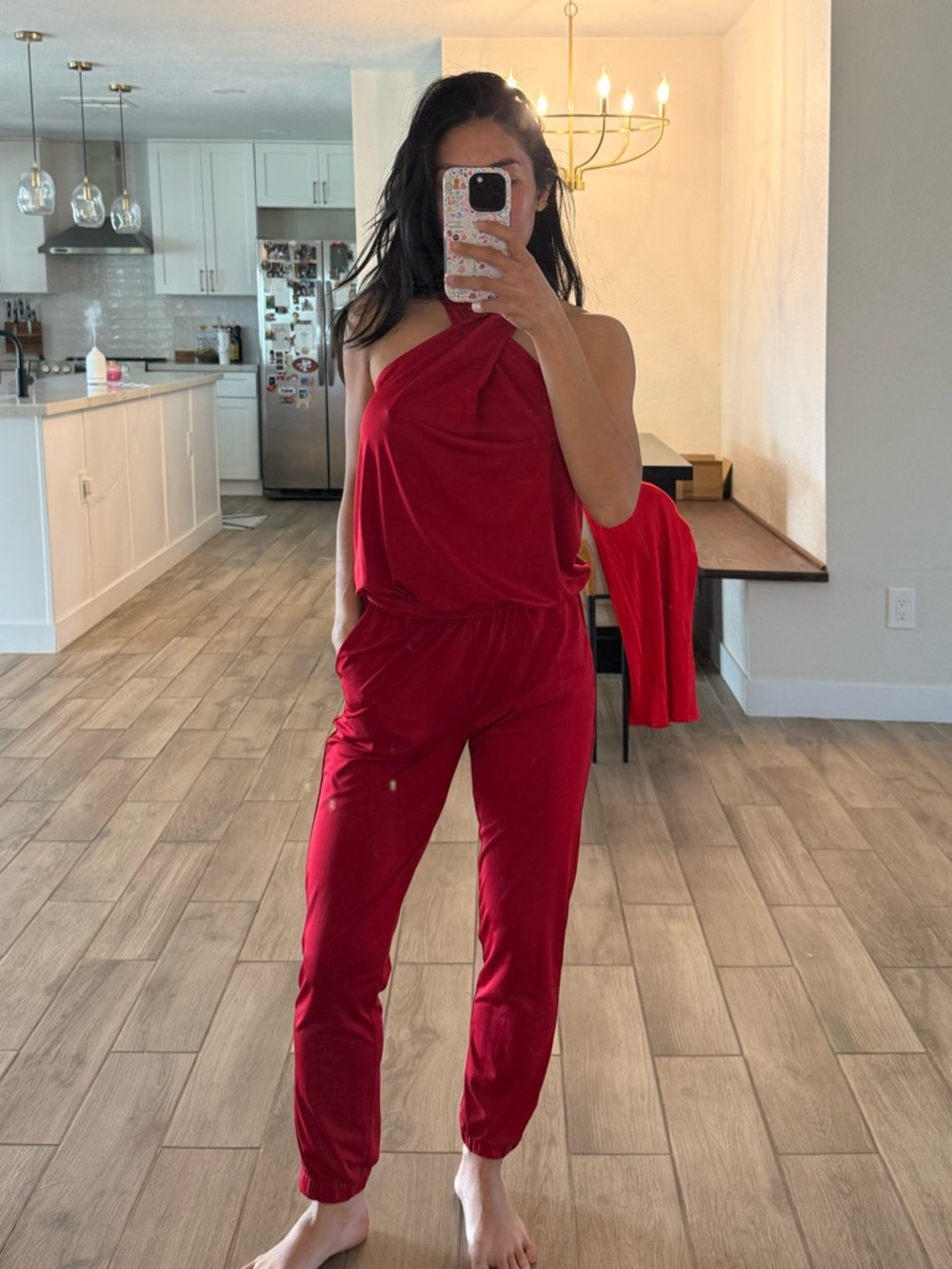 G by Guess Red halter Jumpsuit with Elastic Waist